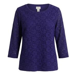 Chico's Women's L Romantic Whimsigoth Fairy Coquette Career Floral Lace Top